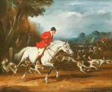 Raoul Millais, Huntsmen and Hounds, undated, oil on canvas