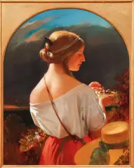Franz Van Severdonck, Young Woman with Bird's Nest, 1848, oil on canvas