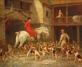 George Wright, The Inn Yard With Hounds