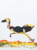 Benny Andrews, "Moving On", 1980, lithograph printed in colors, pencil