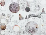 Mary Bauermeister, "Sketch for Tanglewood Press", 1966, original, mixed media multiple with photolithograph, collage, hand painted details