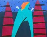 Abstract by Rachel Farley, acrylic on canvas, offered Jun 2020