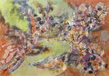 Untitled Colorful Abstract by Ruth Horam, acrylic on board, offered Jun 2020