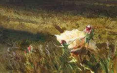 Thomas William Jones, Roses and Lavender, watercolor on paper, c.1990s