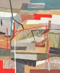 Strata Patterns, 1950, abstract egg by Norman Rosfeld, tempera and oil on Masonite, offered Jun 2020