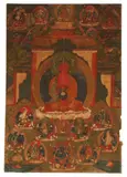 Tibet by Thangka of Buddha Amitabha in Paradise, gouache on cotton, offered Jun 2020