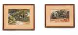 Regis Francois Gignoux, Lot of 2 framed paintings of Normandy, France: 1. Normandy