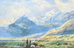Villeneuve, Switzerland by Regis Francois Gignoux, 1881, watercolor on paper, offered May 2020