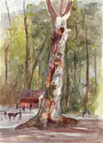 Regis Francois Gignoux, Lot of 3 paintings of The Fontainebleau Forest in France, all unframed: 1. Pharamond Fontainebleau