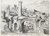 Hieronymus Cock, Prospectus Colossaei Cum Aedibus Et Variis Ruinis Illi Contiguis (View of Colosseum and Ruins), 1551, etching on paper