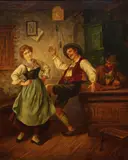 Dancing Country Folk by Wilhelm Laznicka, oil on canvas, offered May 2020