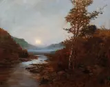 Sunset Over a River, c.late 19th century, signed lower right by Albert Strange, oil on canvas, offered May 2020