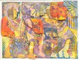 Circus Poster, 1972, signed and dated at bottom, printed by Marie Tuicillo Kelly, mixed media collage, offered May 2020