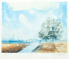 Kaiko Moti, Le Petit Pont, 1969 (The Small Bridge), aquatint printed in colors