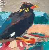 Barry Shields, Howard on Perch, gouache on paper