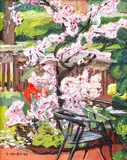 Stephen Hankin, Flowering Tree on a Back Porch, 2004, oil on artist's board