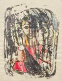 Jesus with The Lamb by Virgil Cantini, circa 1960, watercolor, offered May 2020
