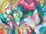 Floral Abstract by Gunvor Bull-Teilman, oil on artist's board, offered May 2020