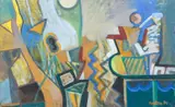 Properties No. 2 by Anton Staykov, oil on canvas, 1990, offered May 2020