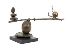 Ron Bennett, Balancing Cherry, 1984, bronze sculpture
