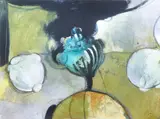 Calendar by Chuck Olsen, 1999, oil and mixed media on paper, offered May 2020