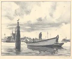 Untitled by Gordon Grant, lithograph with a fisherman, offered Mar 2020