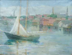 Gloucester Harbor by L. Gray, oil on canvas, c.1910, faded signature lower right, offered Mar 2020