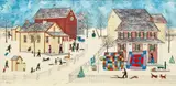 Untitled by Doris Hackenberger, acrylic on canvas, depicting Amish life, 12 by 24 inches, in a wooden, offered Mar 2020