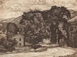Luigi Lucioni, Route 7 (Vermont), etching, 1946