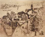 Gloucester Harbor by William Meyerowitz, engraving, offered Mar 2020