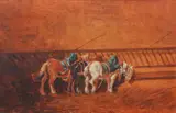 Three Horses at Stable by Peray, oil on board, offered Mar 2020