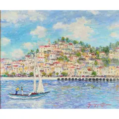 Amalfi Coast by James Scoppettone, oil on canvas, [approximate dimensions - canvas: 20" H x 24" W], offered Nov 2025