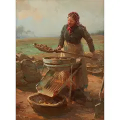 William Pratt, Sifting Potatoes, 1911, oil on canvas, [approximate dimensions -