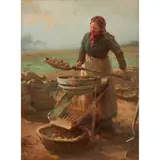 William Pratt, Sifting Potatoes, 1911, oil on canvas, [approximate dimensions -