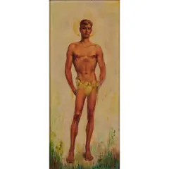 Alexander, Canedo (Mexican, 1902 - 1978) Male with Halo, oil on board, [approximate dimensions -