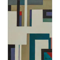Burgoyne Diller, Abstract Geometric, 1961, oil on masonite, [approximate dimensions -