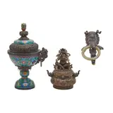 Sino Tibetan, Untitled, bronze lidded incense burner and a cloisonne lidded incense burner
