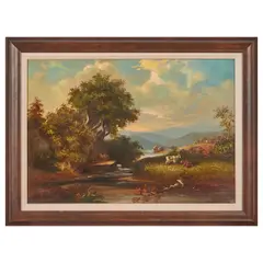 River with Cows by Hiram Reynolds Bloomer, 1868, oil on canvas, [approximate dimensions -, offered Oct 2025