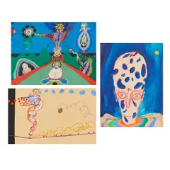 Norman Stiegelmeyer, three works, including (i) "Initiation Ceremony,", 1965, watercolor on board, [sight: 11 /12" H x 15 1/2" W]