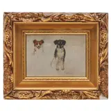 Grace Hudson, Study of Dogs, pencil and oil on board, [approximate dimensions -