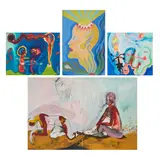Norman Stiegelmeyer, four works, including (i) "Intertwined,", 1962, watercolor, acrylic, and ink on American Airlines New York poster, [sight: 20" H x 30" W]