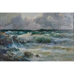 Breakers by Alexander Dzigurski, oil on canvas, [approximate dimensions - canvas: 24" H x 36" W], offered Oct 2025