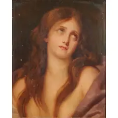 Jean-Baptiste Greuze, Young Woman Looking Up, (a later 19th Century), oil on board, [approximate dimensions -