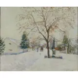 Lajos Kunffy, Winter Street, oil on linen canvas, [approximate dimensions -