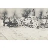 Richard Müller, Wagon in Snow, charcoal on paper, 1940, [approximate dimensions -