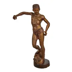 Antonin Mercié, David and Goliath, bronze, [approximate dimensions - overall: 43" H x 25 1/2" W x 14" D]