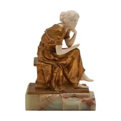 Else Fürst, Seated Woman, bronze on marble, [approximate dimensions - overall: 9 1/4" H x 6 3/4" W x 4 1/4" D]