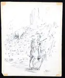 Up Alder Gulch by Bob Moore, graphite on paper 1971, offered Aug 2022
