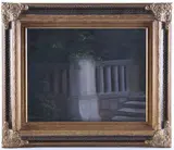 Untitled by Impressionist, pastel of courtyard stone balustrade, offered Aug 2022