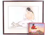 R. C. Gorman, Featured in this lot is this original hand signed, lithograph of a woman sitting and